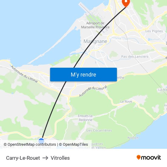 Carry-Le-Rouet to Vitrolles map