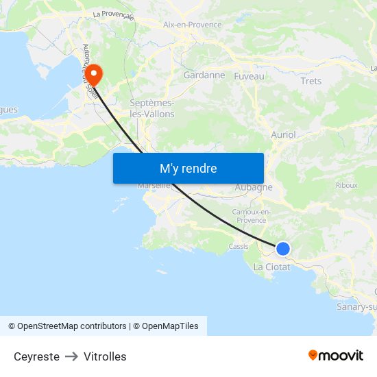 Ceyreste to Vitrolles map