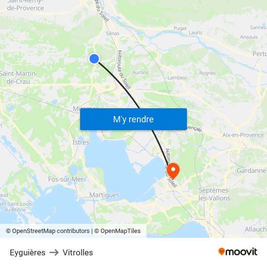 Eyguières to Vitrolles map