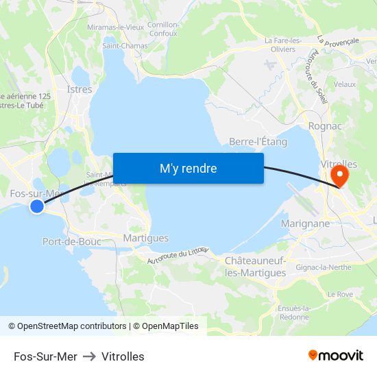 Fos-Sur-Mer to Vitrolles map
