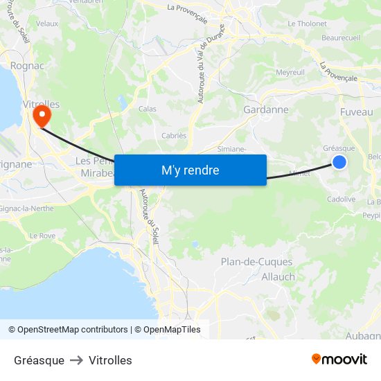 Gréasque to Vitrolles map