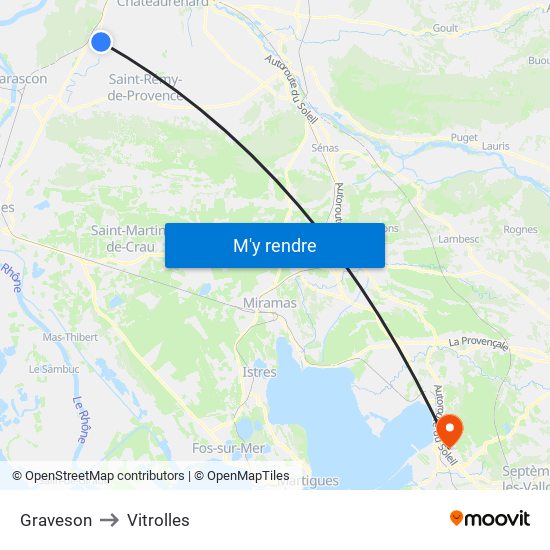 Graveson to Vitrolles map