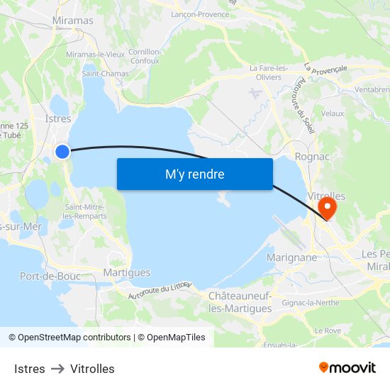 Istres to Vitrolles map