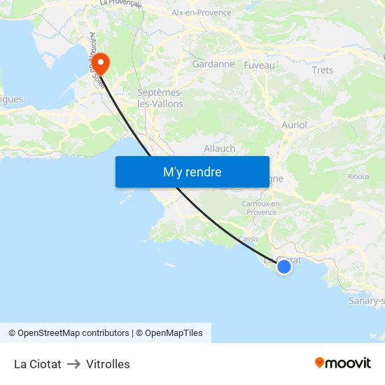 La Ciotat to Vitrolles map