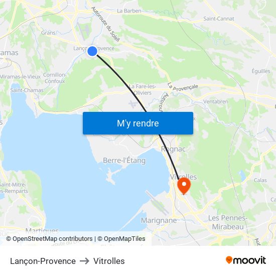 Lançon-Provence to Vitrolles map