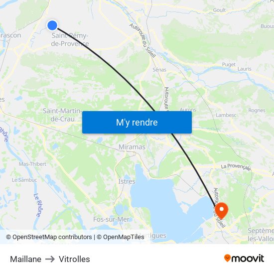 Maillane to Vitrolles map