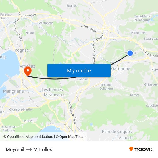 Meyreuil to Vitrolles map
