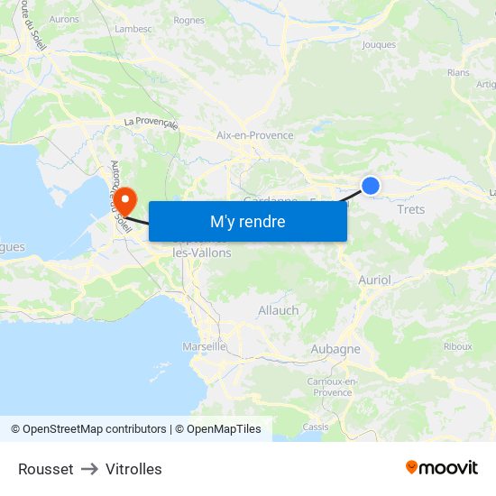 Rousset to Vitrolles map