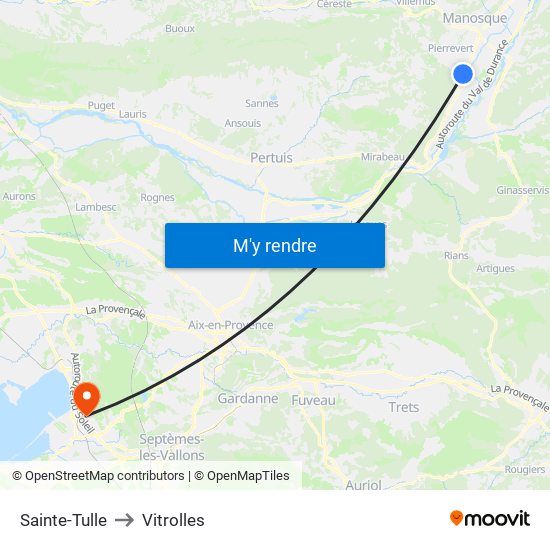 Sainte-Tulle to Vitrolles map