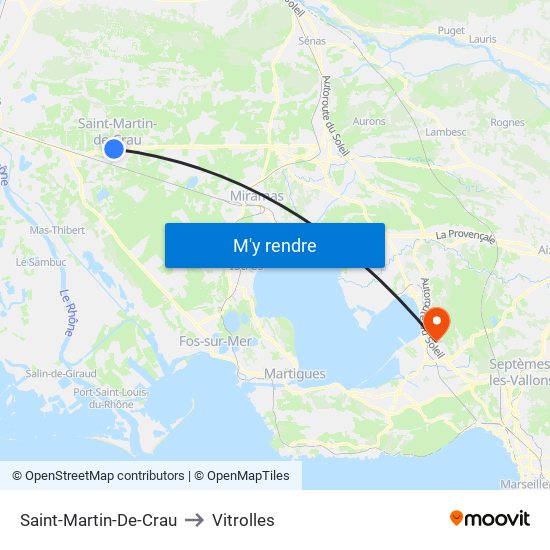 Saint-Martin-De-Crau to Vitrolles map