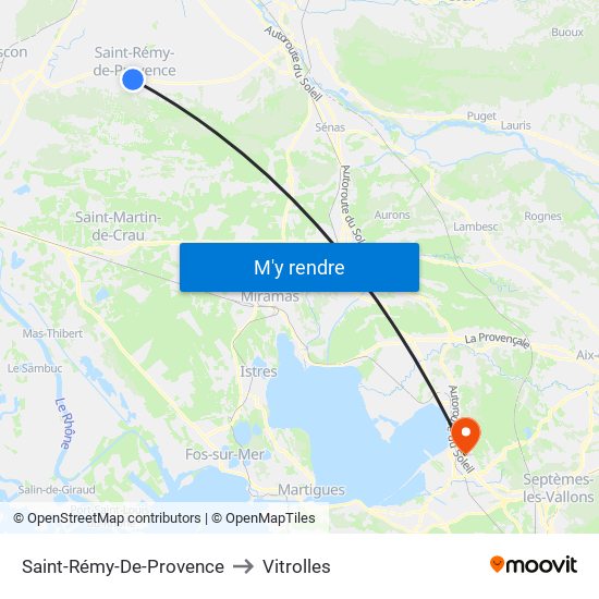 Saint-Rémy-De-Provence to Vitrolles map