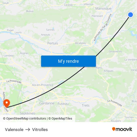 Valensole to Vitrolles map