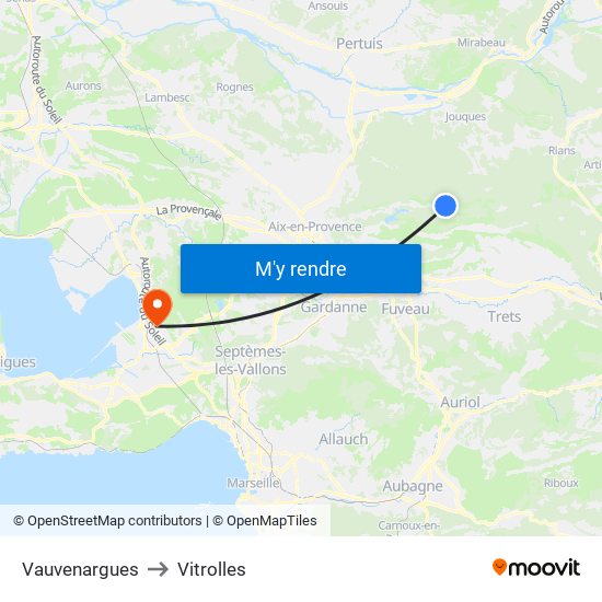 Vauvenargues to Vitrolles map