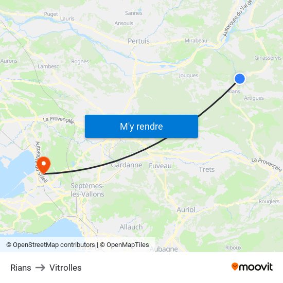 Rians to Vitrolles map