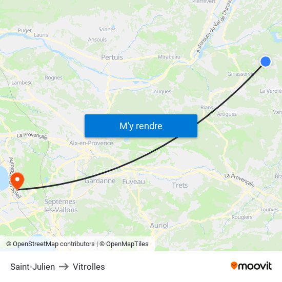 Saint-Julien to Vitrolles map