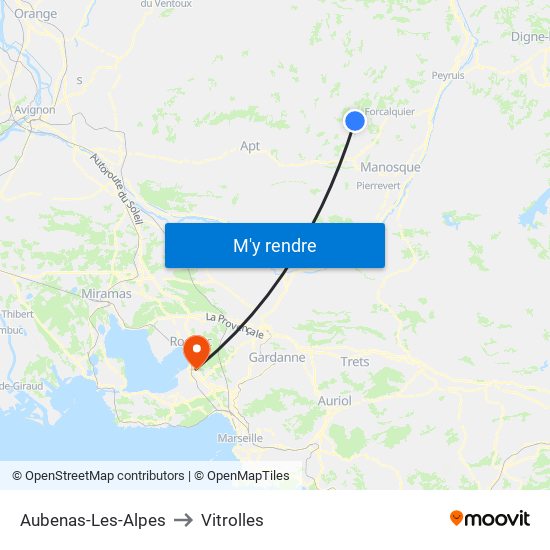 Aubenas-Les-Alpes to Vitrolles map
