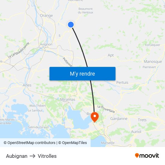Aubignan to Vitrolles map