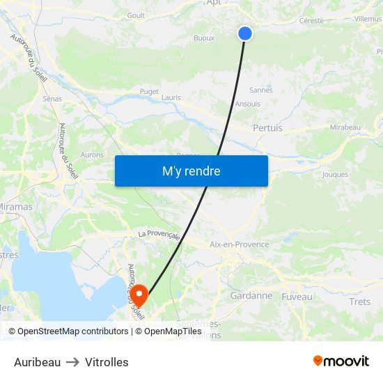 Auribeau to Vitrolles map