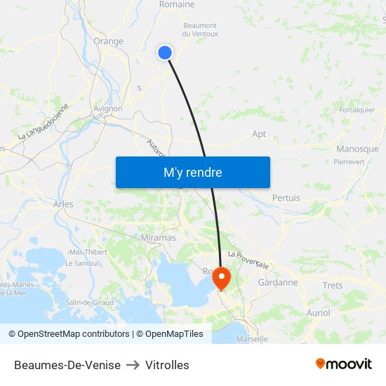 Beaumes-De-Venise to Vitrolles map