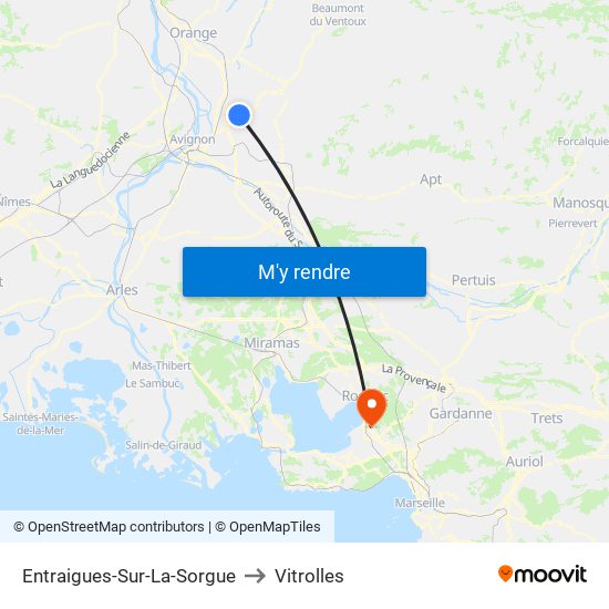 Entraigues-Sur-La-Sorgue to Vitrolles map