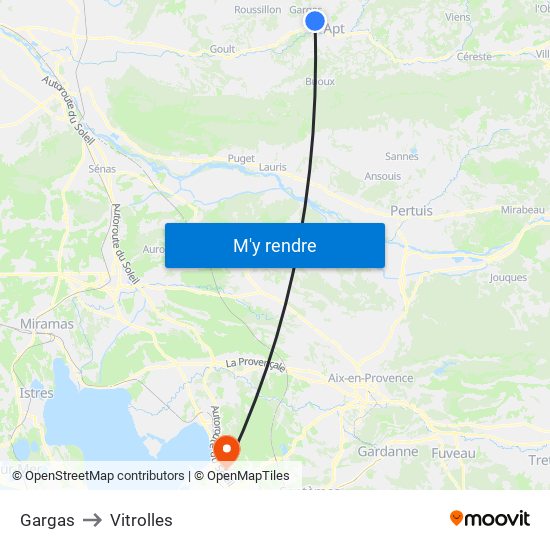 Gargas to Vitrolles map