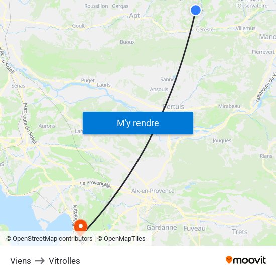 Viens to Vitrolles map