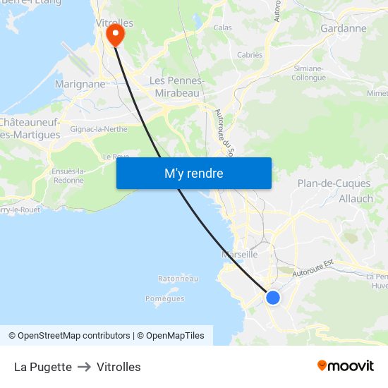 La Pugette to Vitrolles map