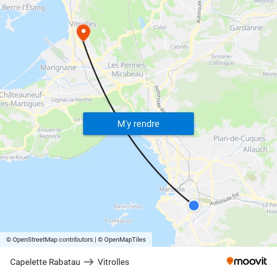 Capelette Rabatau to Vitrolles map