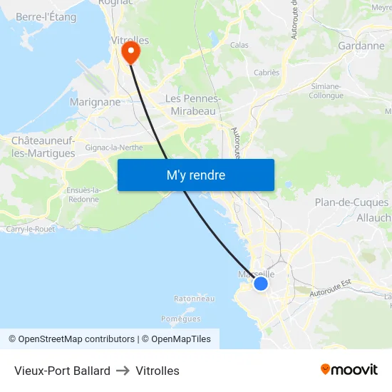 Vieux-Port Ballard to Vitrolles map