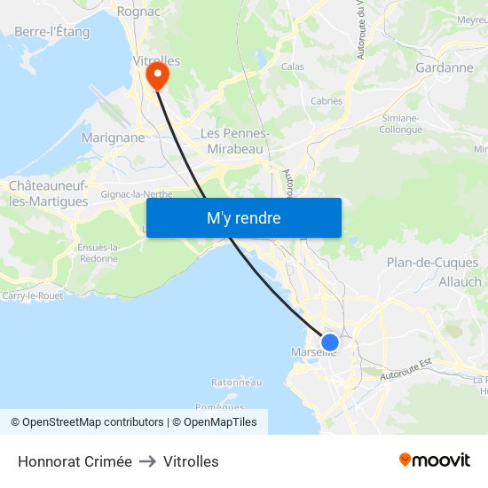 Honnorat Crimée to Vitrolles map