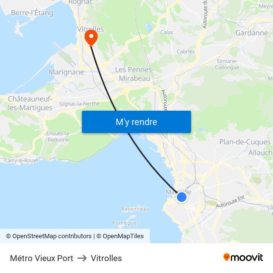 Métro Vieux Port to Vitrolles map