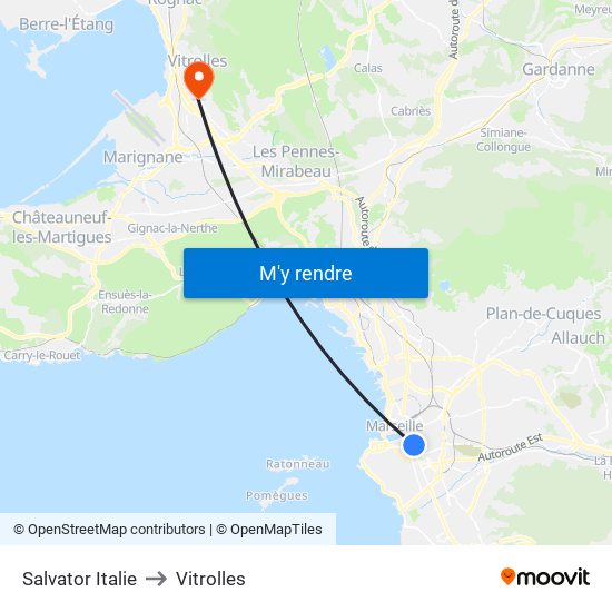 Salvator Italie to Vitrolles map