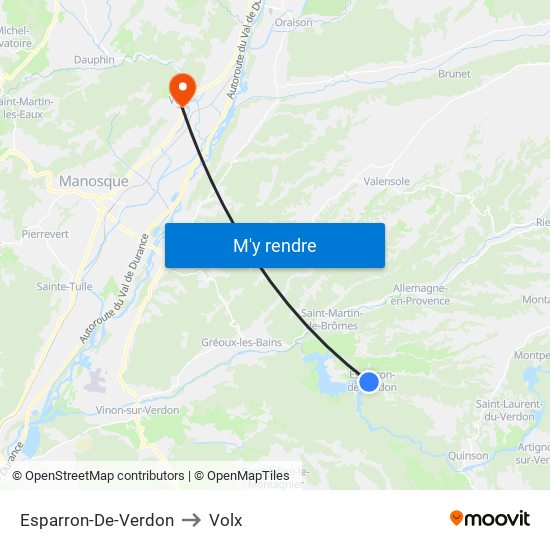 Esparron-De-Verdon to Volx map