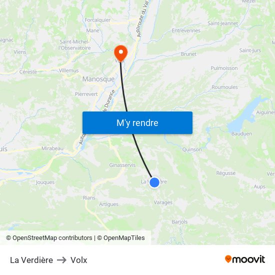 La Verdière to Volx map