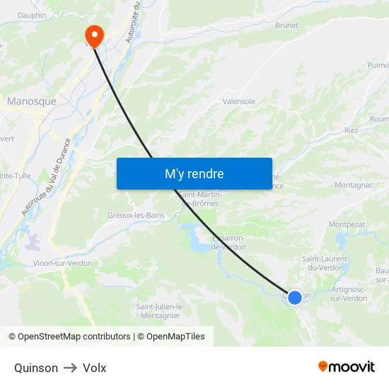 Quinson to Volx map