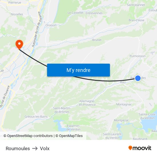 Roumoules to Volx map