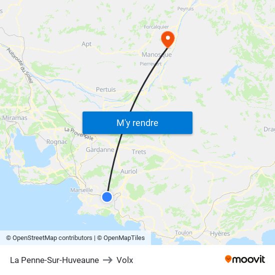 La Penne-Sur-Huveaune to Volx map