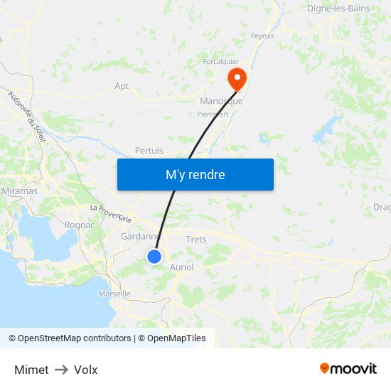 Mimet to Volx map
