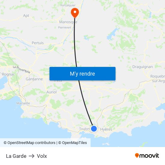La Garde to Volx map