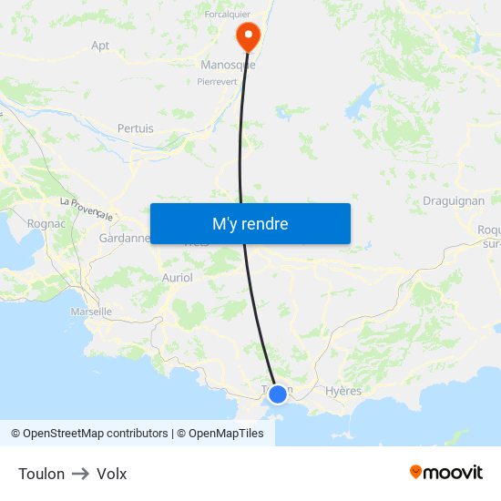 Toulon to Volx map