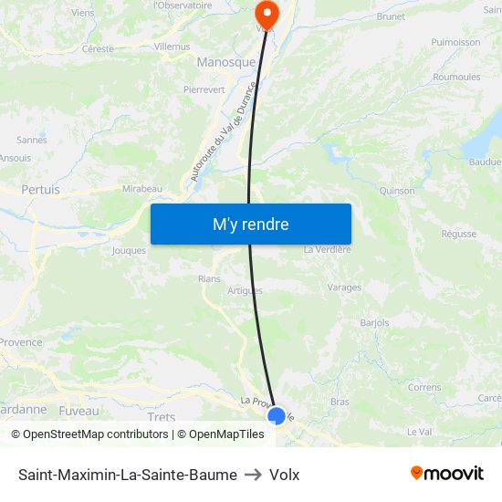 Saint-Maximin-La-Sainte-Baume to Volx map