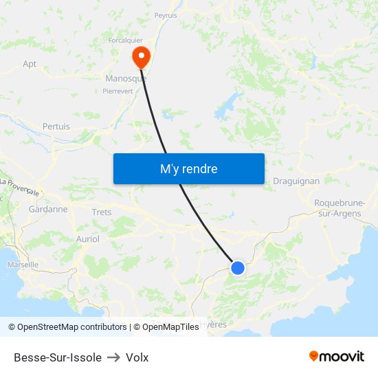 Besse-Sur-Issole to Volx map