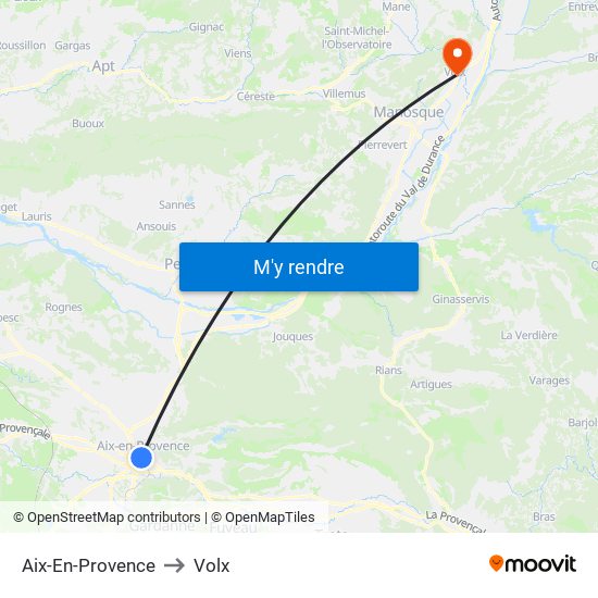 Aix-En-Provence to Volx map