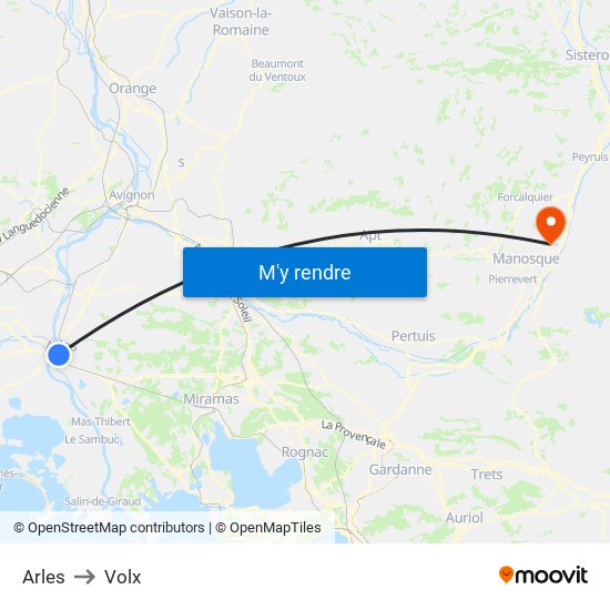 Arles to Volx map