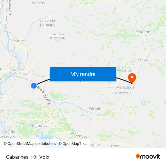 Cabannes to Volx map