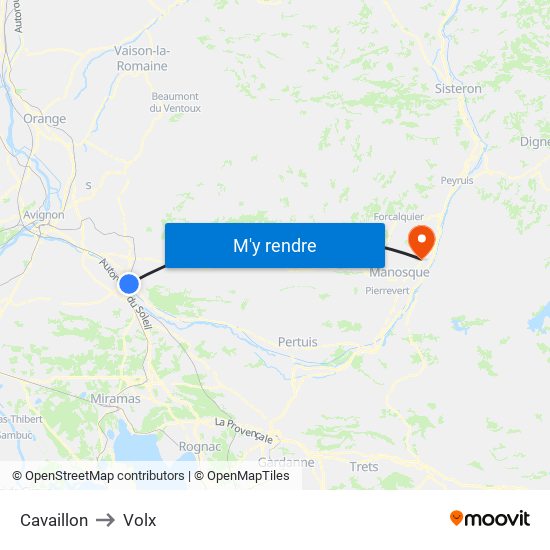 Cavaillon to Volx map