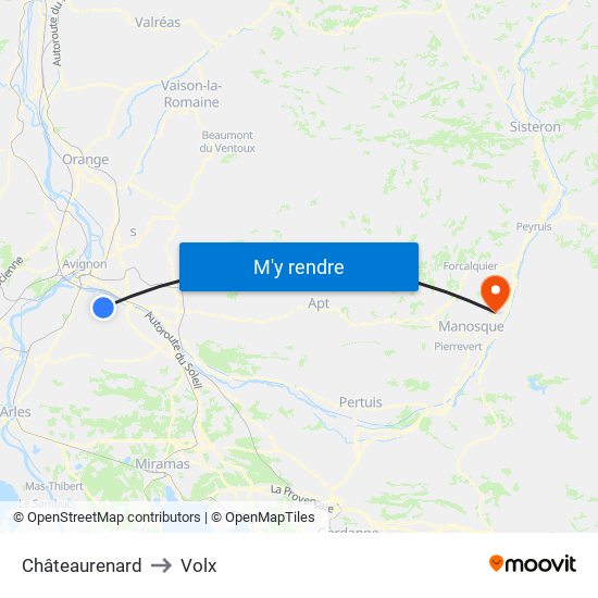 Châteaurenard to Volx map