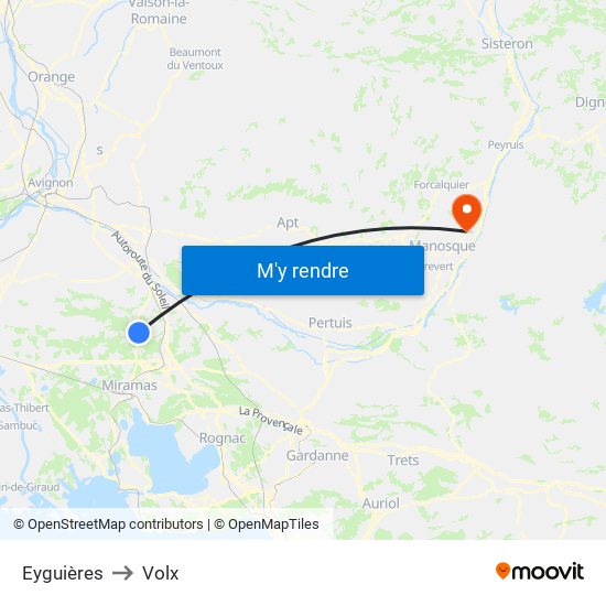 Eyguières to Volx map