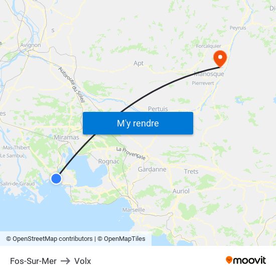 Fos-Sur-Mer to Volx map