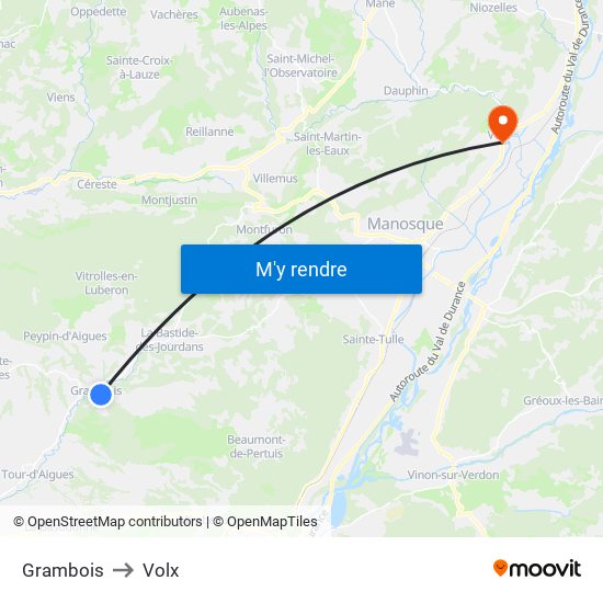 Grambois to Volx map